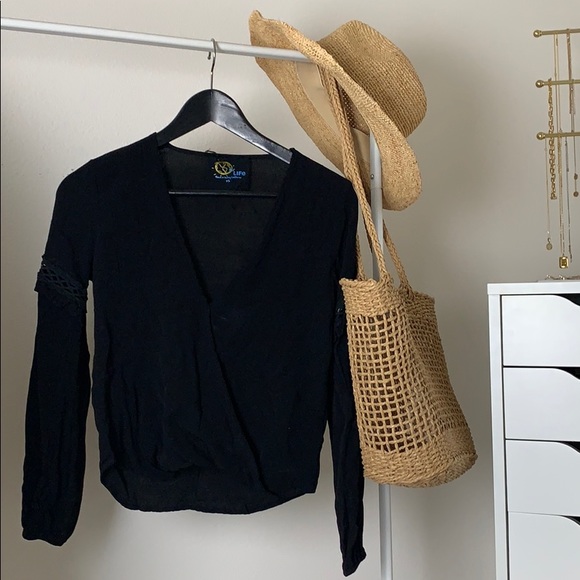 Blue Life Tops - Black Wrap Blouse